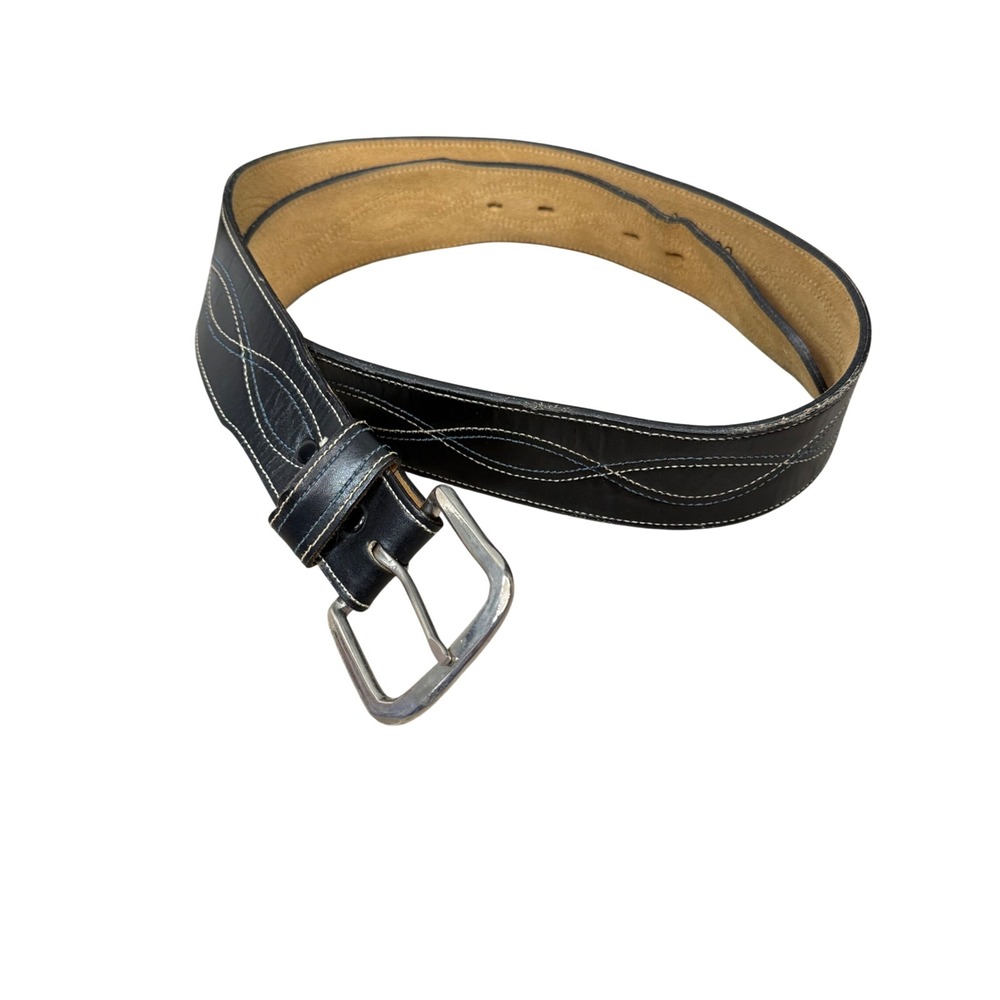 Wrangler Mens Black Glazed Leather Western Belt Contrast Stitch Size‎ 38 478